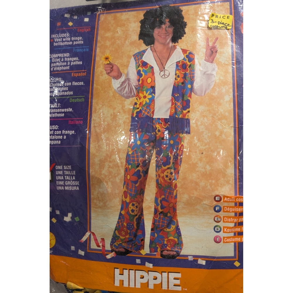 Rubie's Adult Hippie 3-Piece Costume Vest Bell Bottom Pants 60s 70s Retro